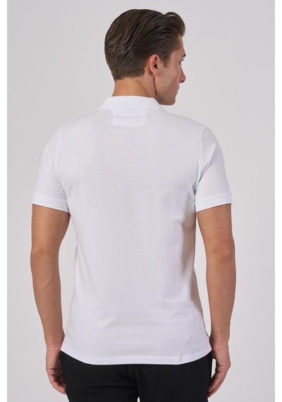 White Stone 2025-y 2570-y Pola Yaka Tshırt Beyaz Beyaz