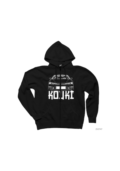 Nissan Kouki Siyah Fermuarlı Kapşonlu Sweatshirt Siyah