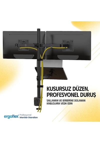 Ergoflex EF75 Steel Design 2-8 kg Triple Kol Asansörlü 13"-27" Monitör&10-17" Laptop Standı