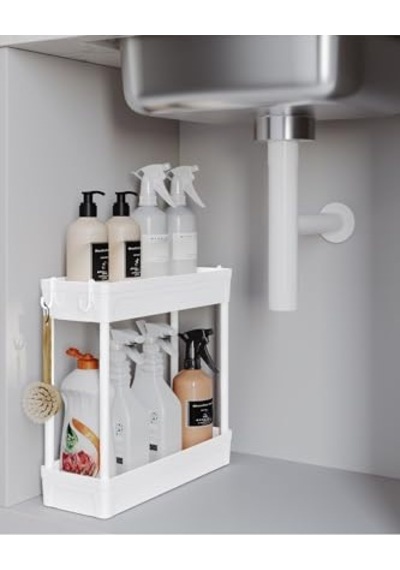 Çok Amaçlı 2 Katlı Evye Altı Düzenleyicisi Askılı Banyo Düzenleyici Dolap Içi Organizer Raf Çok Renkli