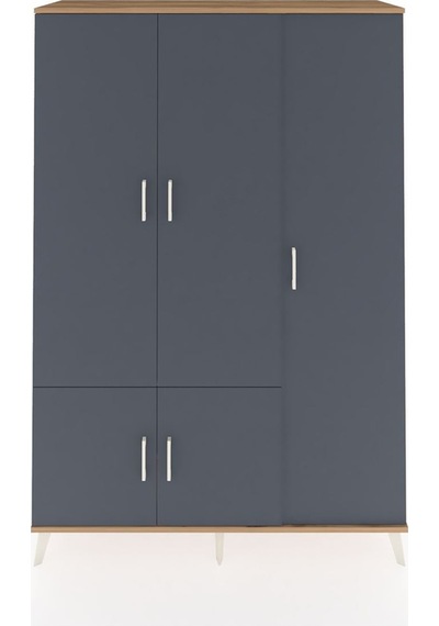 Hyperion Dolap 7 Raflı 5 Kapaklı Tek Askılı 132x44x195 Çam-an... Çam