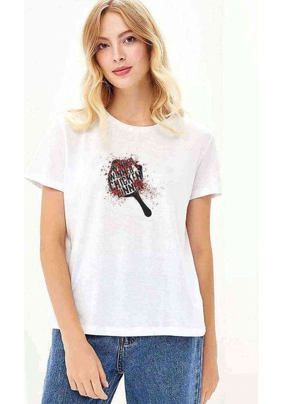 Pubg Winner Tava Baskılı Beyaz Kadın Tshirt (534281598)