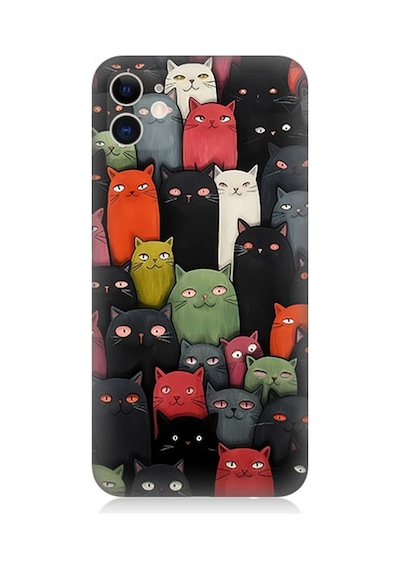 Apple Uyumlu iPhone 11 Silikon Kılıf Komik Kedi Yüzleri