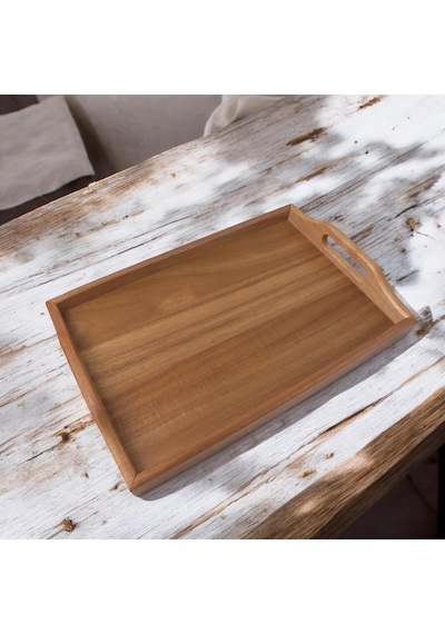 Deconox Akasya Ağacından Dikdörtgen Sunum Tepsi, Çay, Kahve Ve Servis Tepsisi 33x22x5cm Sku: Smg8690010543752 Açık Mavi