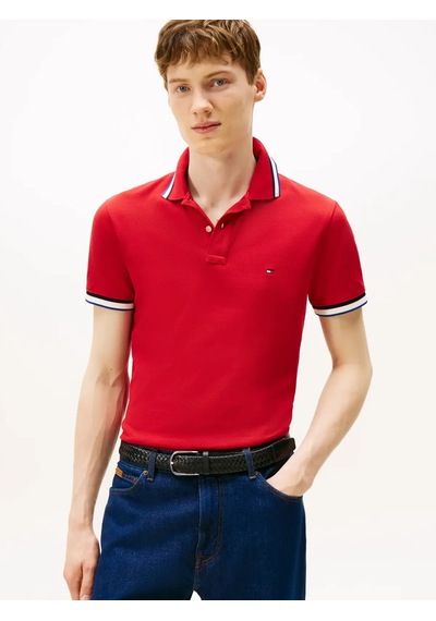 Tommy Hilfiger Cuff Interest Slım F, Xld Kırmızı Erkek Polo Yaka T-shirt