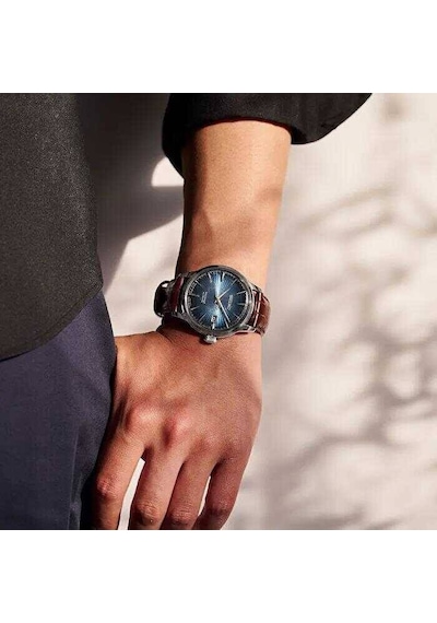 Seiko Srpk15j 40 Mm Otomatik Deri Kahverengi Lacivert Kadran 40 Mm Erkek Kol Saati Gri