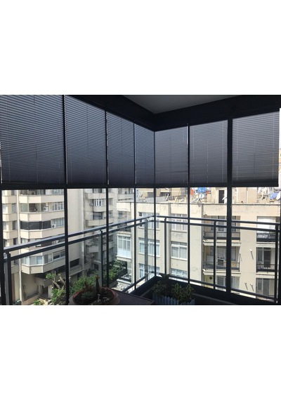Katlanabilir Cam Balkon Plise Perdesi Antrasit Vidalı - Kancalı