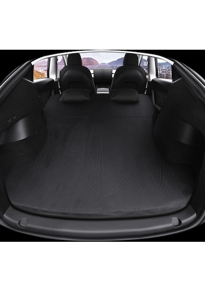 Tesla Model Y İçin Araç İçi Şişme Yatak ve Yastık Seti + Pompa Siyah