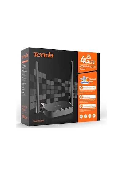 Tenda 4g03 Pro N300 2 Port 300mbps 4g Lte Wifi Router Sım Kart Desteği