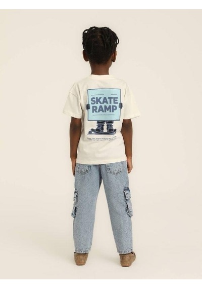 Escabel Erkek Çocuk Pamuklu Skate Baskıllı Tshirt-15641 KREM