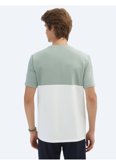 Kip Yeşil Düz Bisiklet Yaka T-shirt Yeşil