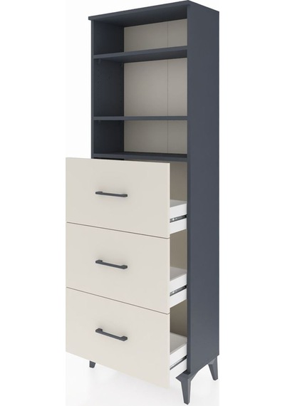 Arges Dolap 3 Raflı 3 Çekmeceli 60x30x182 Antrasit-aytaşı Antrasit