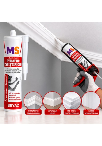 2 Adet Beyaz Strafor Yapıştırıcısı 310 Ml Akrilik Esaslı Kartonpiyer Eps Xps Yapıştırma Tutkalı 480 Gr