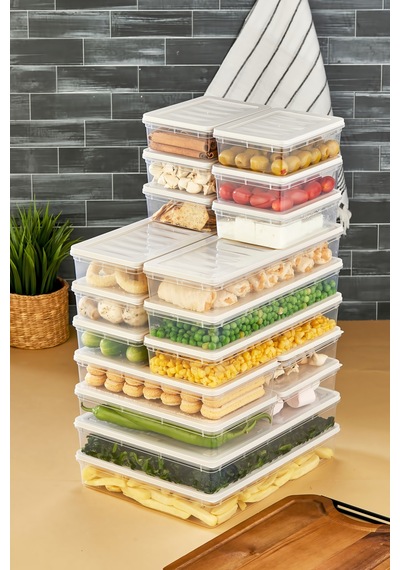 Multi Box 18parça 4 Farklı Boy Saklama Kabı Seti - Dondurucu & Mikrodalga Uyumlu Krem