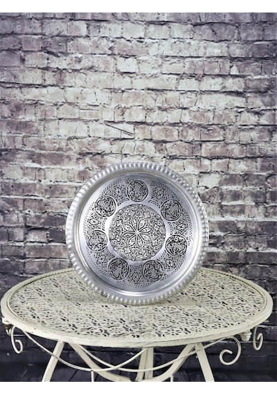 Kalaylı Eskitme Bakır Tepsi 24 CM