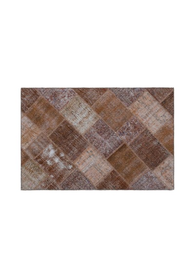 El Dokuması Patchwork Vintage Yün-pamuk Kahve Halı 22240 120 X 180 Cm Kahverengi