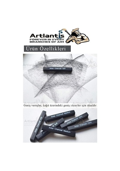 Sıkıştırılmış Kömür Füzen Seti 1 Paket Siyah Kare Press Kömür Füzen Yassı Çizim Gölgelendirme Grafit Genel