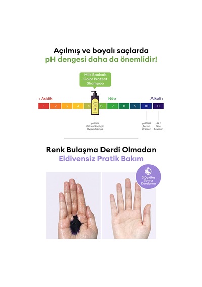 Sarı Renkleri Nötrleyen, Renk Koruyucu Mor Şampuan Mılk Baobab Color Protect Shampoo Boyalı / Röfleli