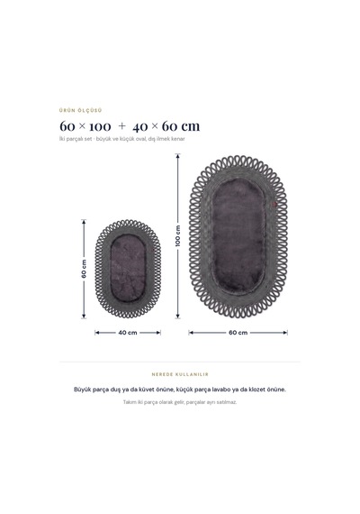 Banyo Paspası Takımı 60x100+40x60 Cm Dış Trikot Antrasit Gri & Antrasit Gri