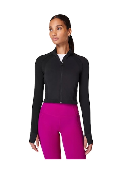 Sweaty Betty Athlete Crop Seamless Workout Zip Up Siyah