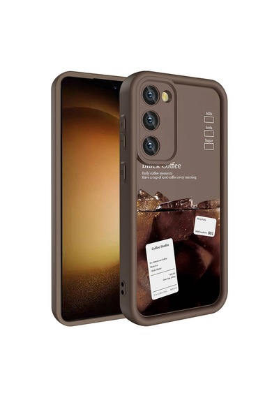 Zore Galaxy Uyumlu S23 Kılıf Kamera Korumalı Baskılı Arka Yüzey Klas Kapak - Açık Kahve Açık Kahve