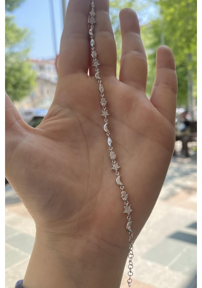 Gümüş Ay Göz Yıldız Ve El Model Taşlı Bileklik Cm46e42d98 Diğer