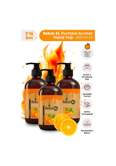 3 Adet Portakal Aromalı Büyük Boy Erotik Afrodizyak Vücut Aromaterapi Masaj Yağı 250 Ml - 499541684
