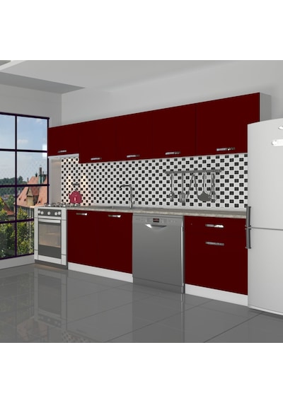 Decoraktiv Elite 280 Mdf Hazır Mutfak Dolabı - Tezgah Dahil - Bordo