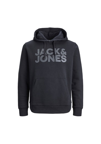 Jack & Jones Kapüşonlu Logolu Sweatshirt - Corplogo 12152840 - 3 Black Koyu Siyah