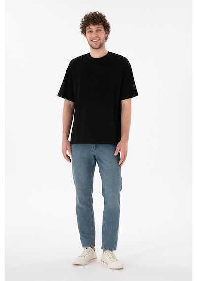 U.S. Polo Assn. Erkek Oversize Fit Bisiklet Yaka Siyah Tişört 50305859-VR046