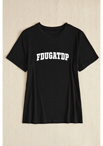 Fdugatdp Baskılı Unisex Oversize Tshirt Siyah