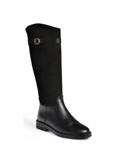 Fox Shoes V654002803 Siyah Hakiki Deri Düz Tabanlı Binici Çizmesi Siyah
