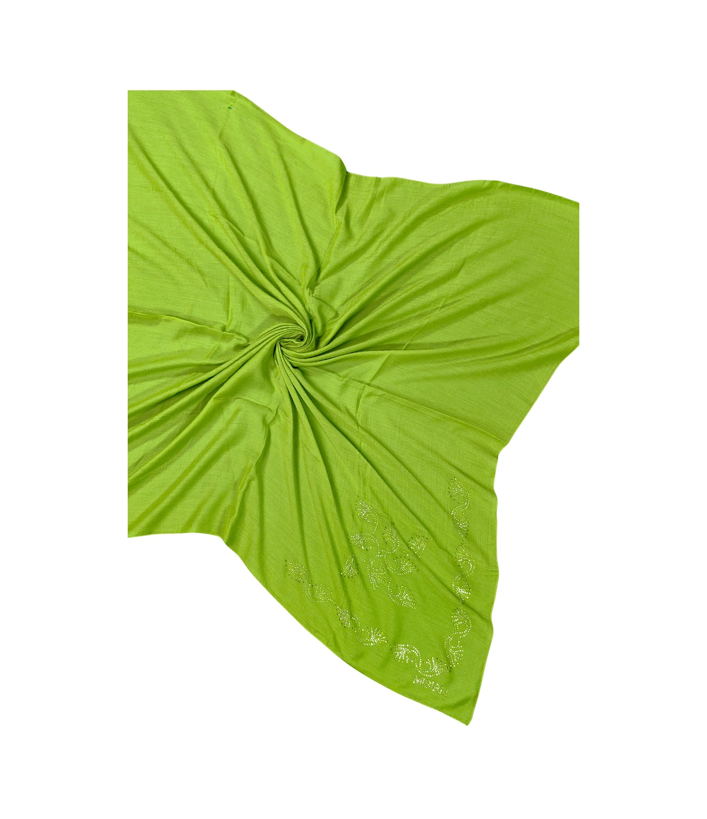 Mim Eşarp Mısırlı Eşarpları Taşlı Pamuklu Yazma Eşarp - 100x100 Cm Fıstık Yeşili