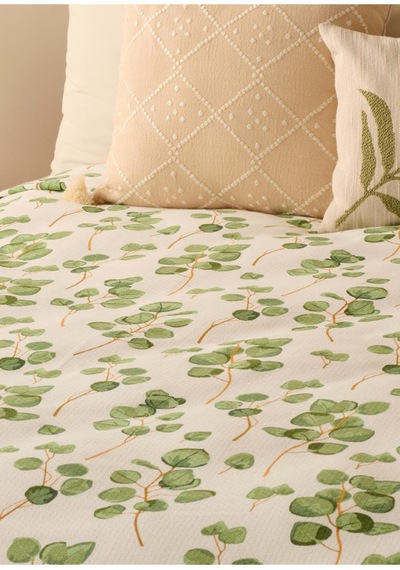 Bella Maison Ocaliptus Pamuklu Çift Kişilik Baskılı Pike Yeşil 200x220 Cm Yeşil