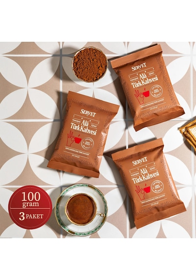 Servet Alâ Türk Kahvesi 100g 3'lü Paket Öğütülmüş