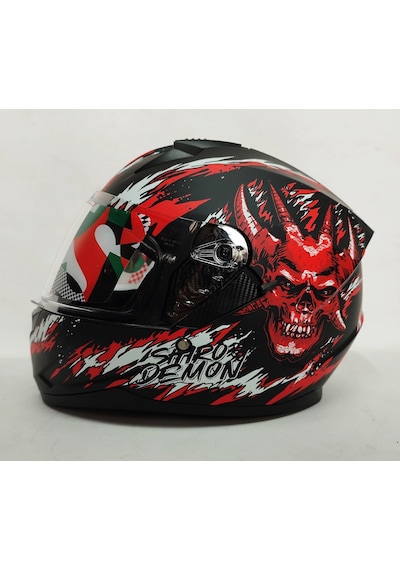 Shiro SH-667 Demon Güneş Vizörlü Kapalı Kask Kırmızı - Siyah