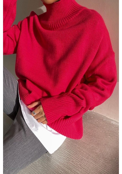 Madmext Mad Girls Pembe Balıkçı Yaka Kazak Mg1252 - Pembe