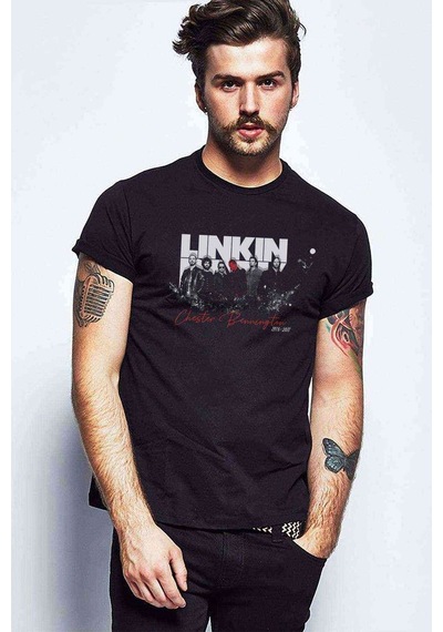 Link In Park Chester Bennington Rock Baskılı Siyah Erkek Tshirt (528782174)