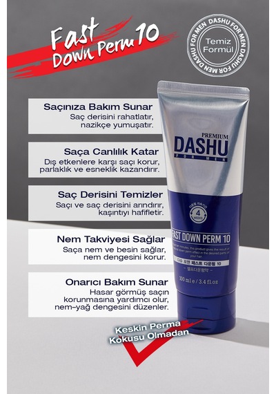 Kalıcı&hızlı Etkili Keratin İçerikli Saç Düzleştirici Krem Dashu For Men Premium Fast Down Perm 10