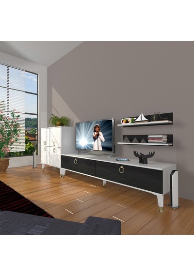 Decoraktiv Eko On Mdf Std Gold Tv Ünitesi Tv Sehpası Beyaz - Siyah