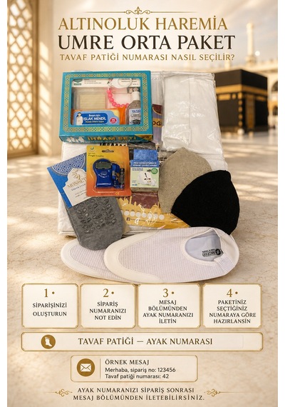 Umre Orta Paket Hac Ve Umre Hazırlık Seti Tavaf Patiği, Tavaf Sayacı, İhram Kemeri Standart