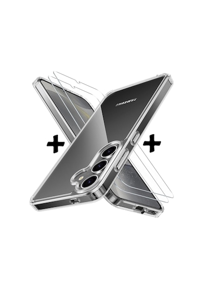 Samsamsung Galaxy Uyumlu S24 Kılıf Darbe Koruma Silikon + Ekran Cam Set