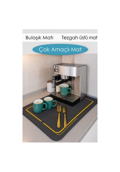 Su Emici Bulaşık Kurutma Örtüsü- Kaymaz Tabanlı Bulaşık Kurutma Matı, Tezgah Üstü Bulaşıklık Silikon Diğer
