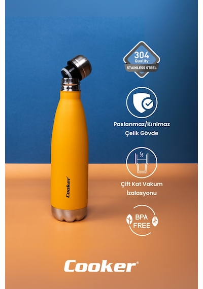 Cooker Hydrokeep 500 Ml Paslanmaz Çelik Şişe Termos Ckr2071 Turuncu