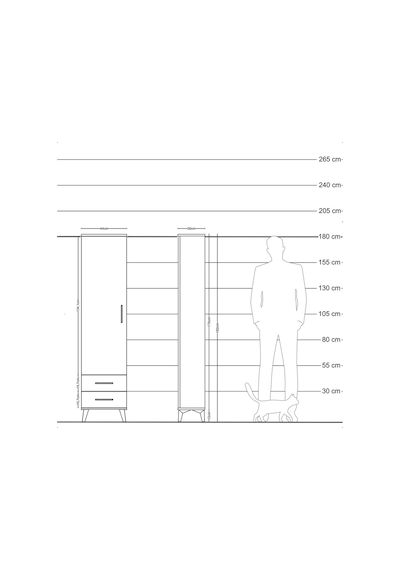 Arges Dolap Tek Raflı 2 Çekmeceli Tek Askılı 44x30x182 Aytaşı... Aytaşı
