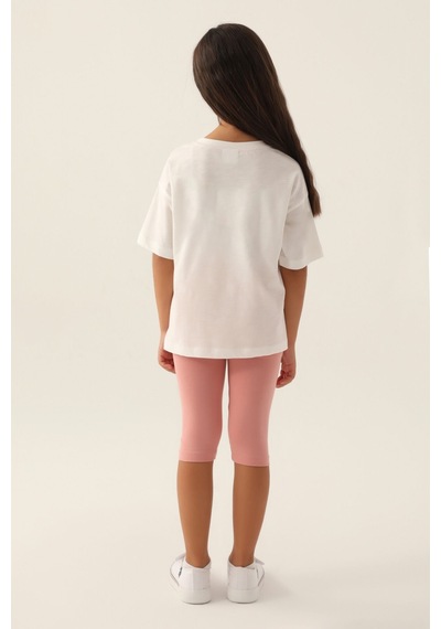 U.S. Polo Assn. Lisanslı Flower Krem Kız Çocuk Kapri Takım 5274-43158 Krem