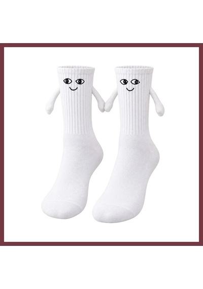 Storeşahin Mıknatıslı El Ele Unisex Tutuşan Sevimli Çorap 36-44 Çift Hediyesi, Pamuklu Renkli Crew Model Shn0720 mavi