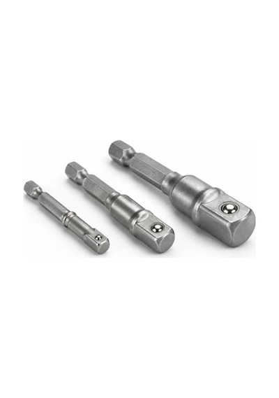 3'lü Lokma Adaptörü Seti, 1/4", 3/8", 1/2" Çelik, Matkap Ve Vidalama Uygun