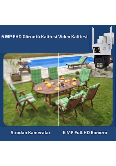 6015 Wifi 6mp Sesli Dual Kamera Ip Güvenlik Kamerası Gece Görüşlü