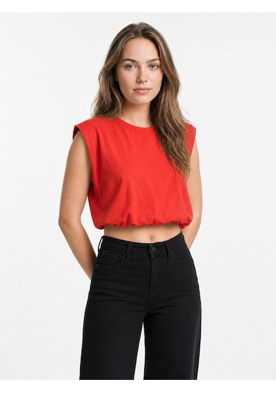 LOFT Crop Kadın Tshirt K.kol Lf2042454 Q1.v1 Kırmızı